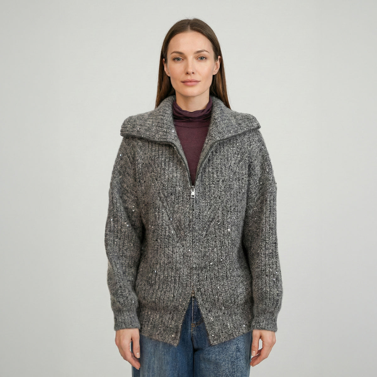 MySublyme Women's 10% Cashmere Turtleneck Base Layer - Prugna (1410)