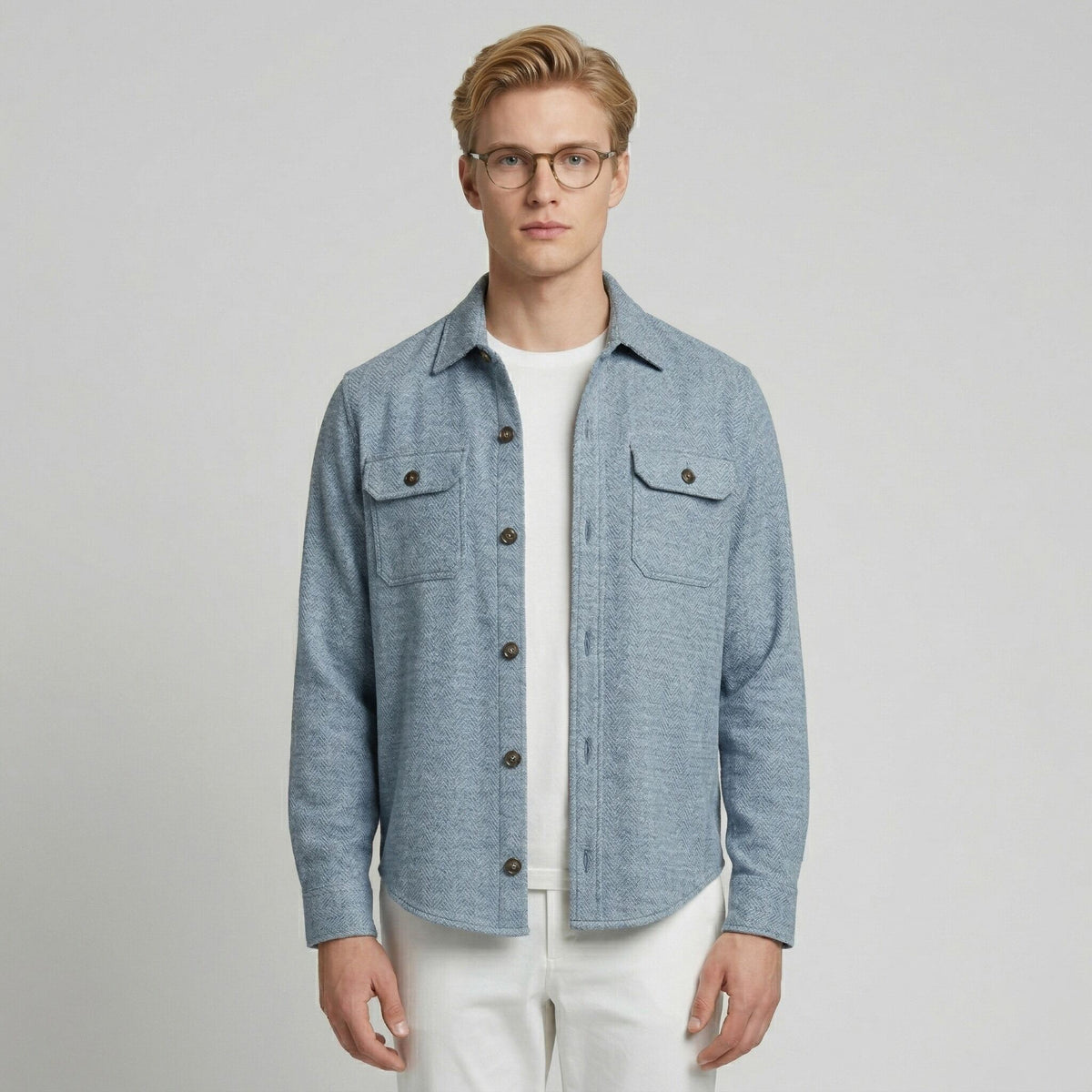 Manzoni 24 Men's Shirt - Azzurro Blue (6S02BL001M)