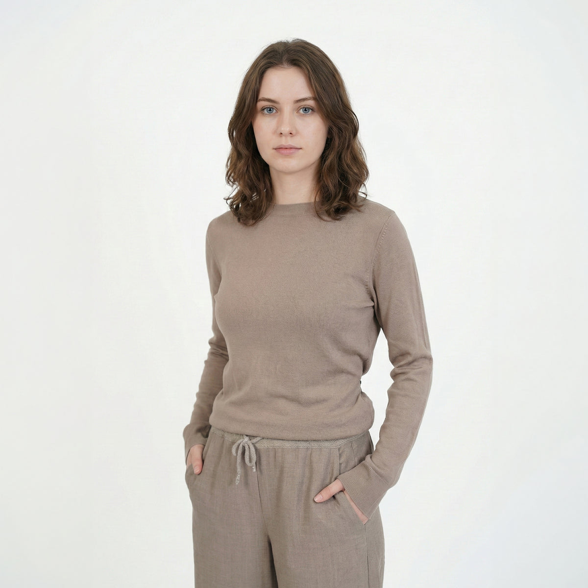 Colombo Women‘s 100% Kid Wool Sweater - Khaki (MA04820-2-80APL)