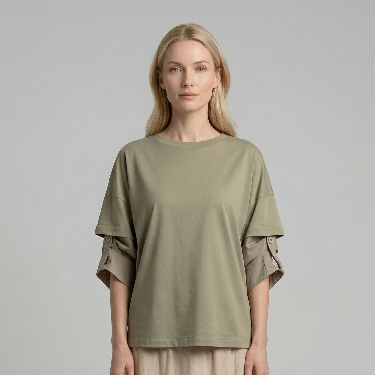 DREI Women's T-Shirt - Olive (6S05TS002W)