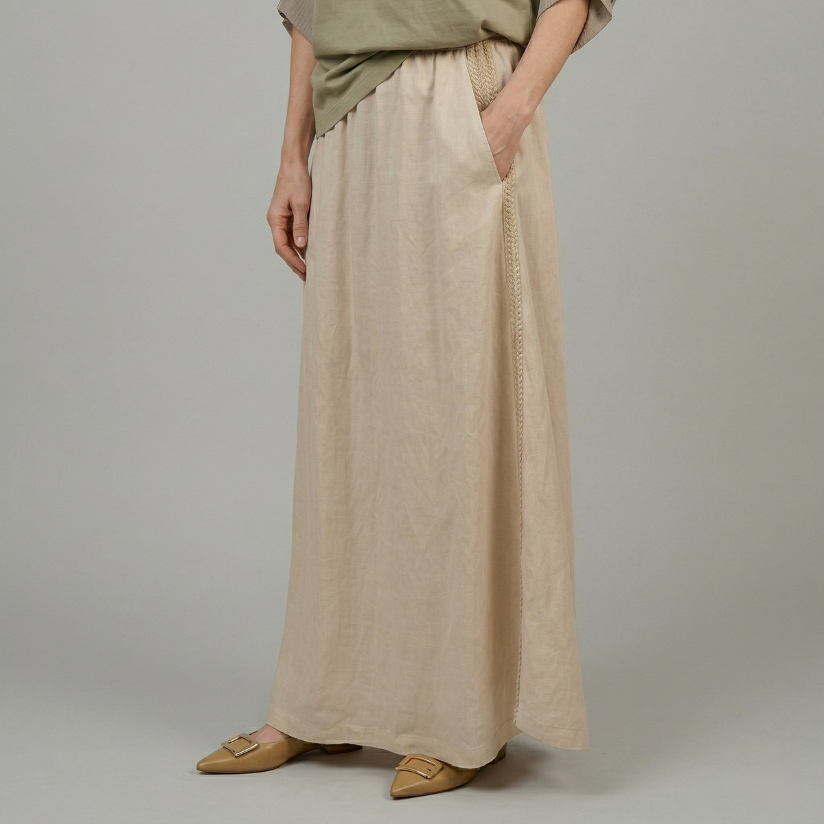 DREI Women's Skirt- Beige (6S05DS002W)