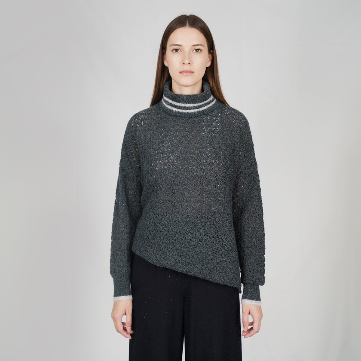 Panicale Women's High Neck Sweater - Algae (D370459CL)