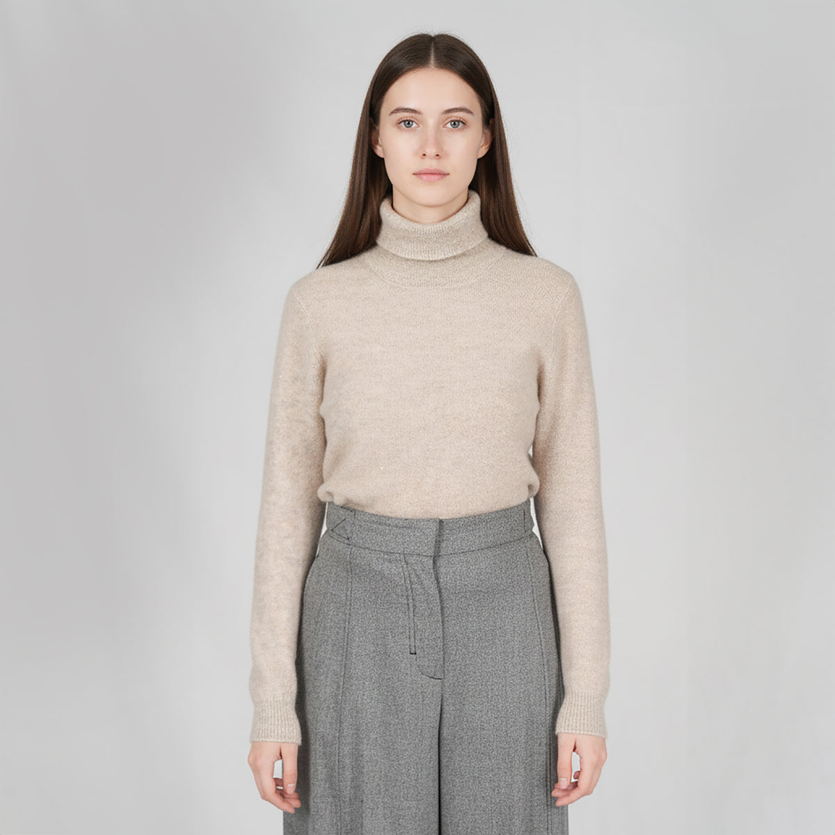 Panicale Women's Turtle Neck Sweater - Soft Beige (D370469CL)