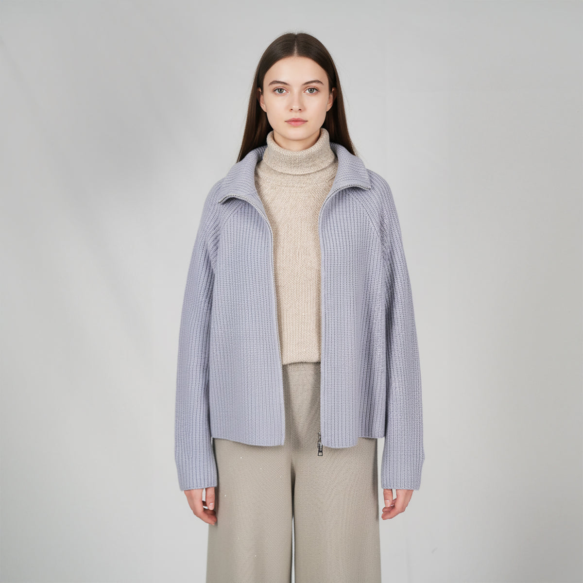 Panicale Women's High Zip Jacket- Smoke (D370634GZ)