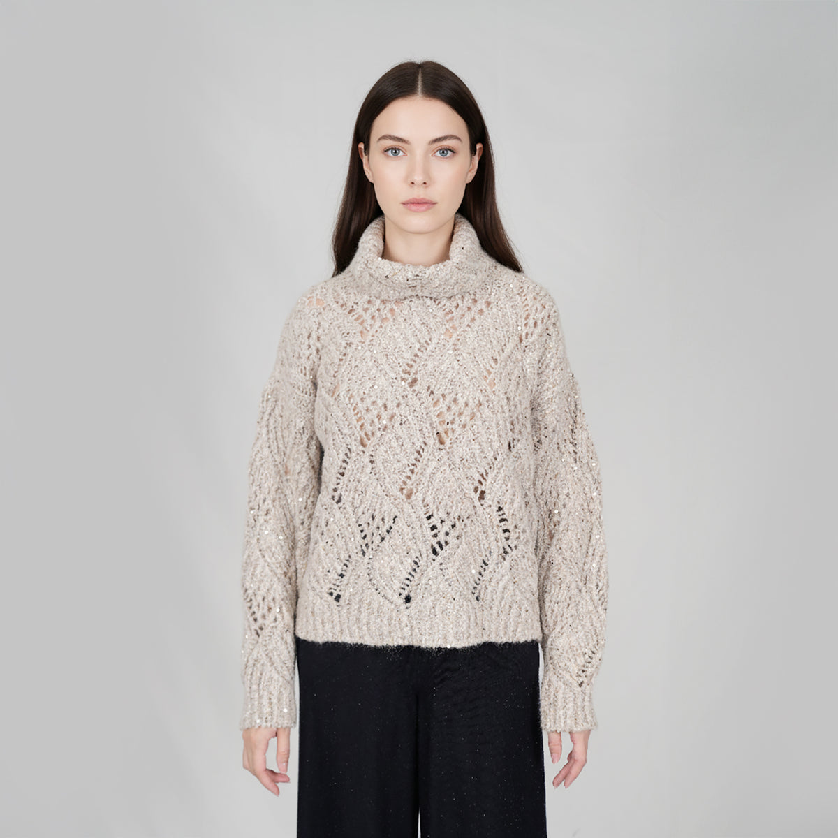 Panicale Women's Turtle Neck Sweater - Soft Beige (D370749CL)