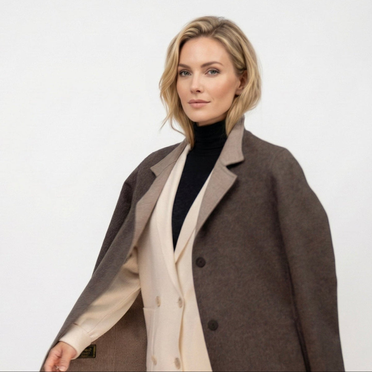 MySublyme Women's 10% Cashmere Turtleneck Base Layer - Black (1410)