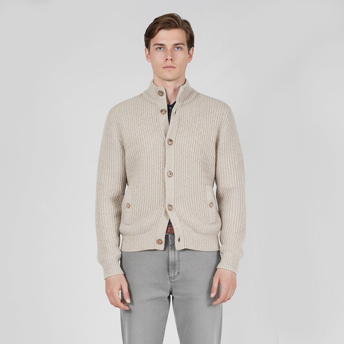 Panicale Men's Buttoned Jacket - Cream (U370784GB)