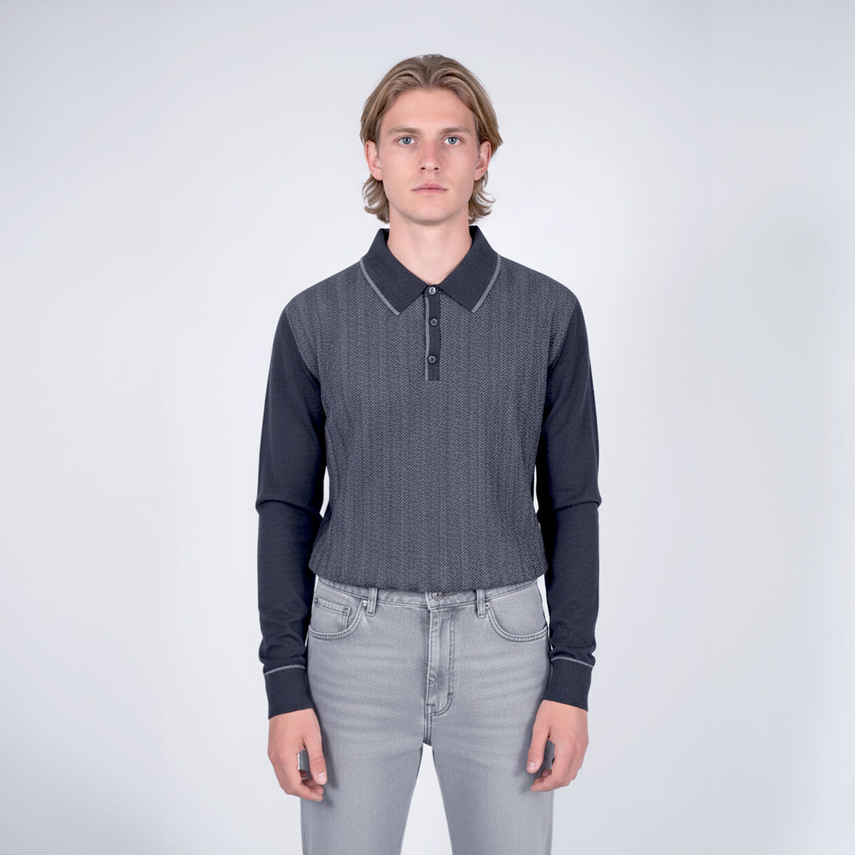 Panicale Men's Buttoned Polo - Iron (U370213PB)