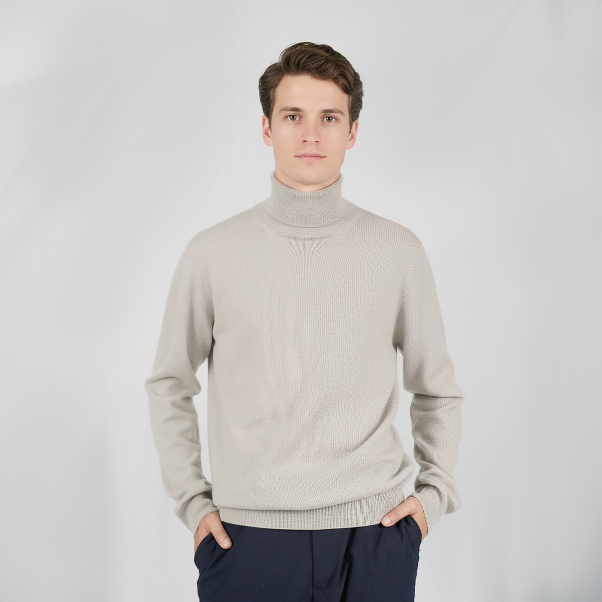 Panicale Men's Turtle Neck Sweater - Powder (U370609CL)
