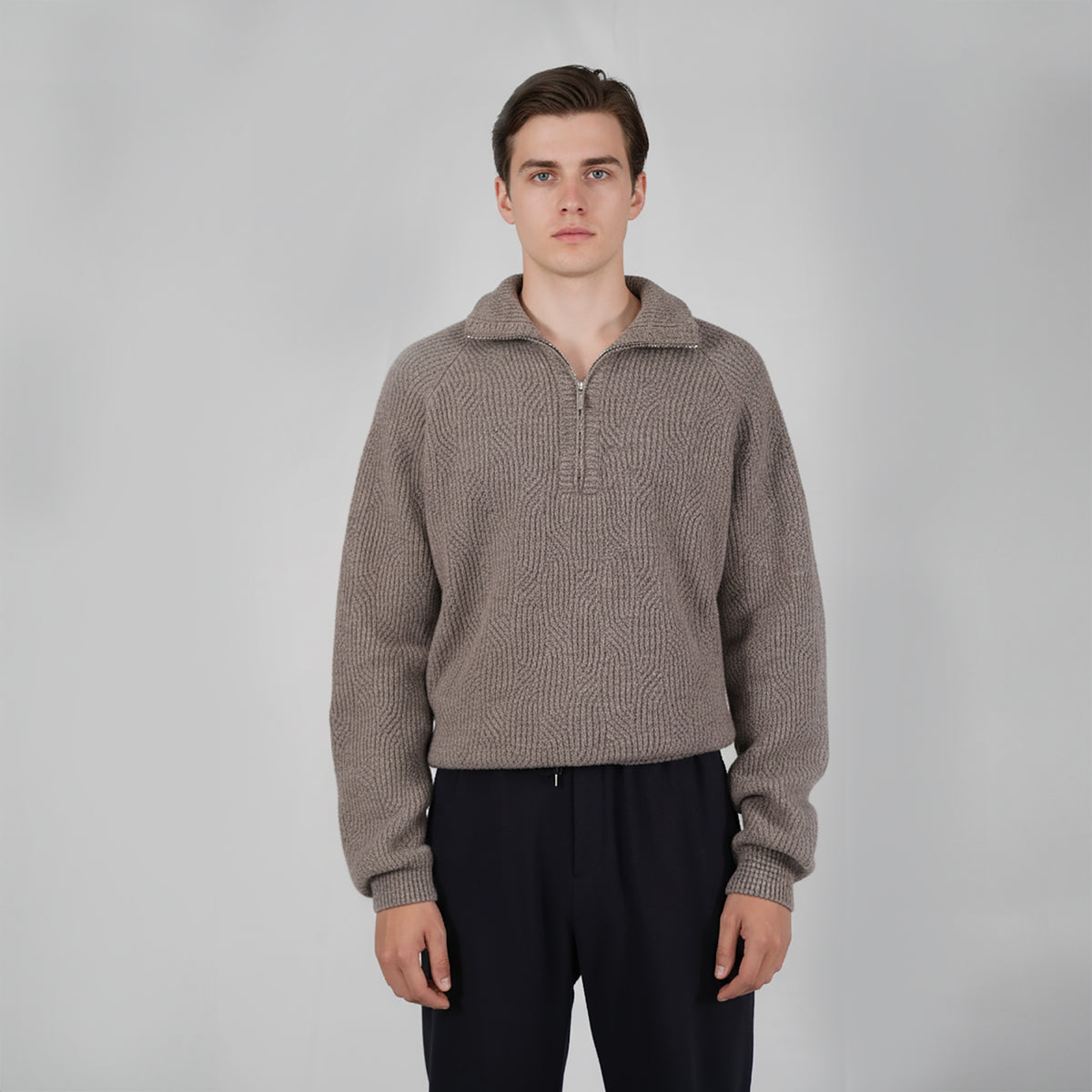 Panicale Men's Zip Mock Sweater - Biscuit (U370566LZ)