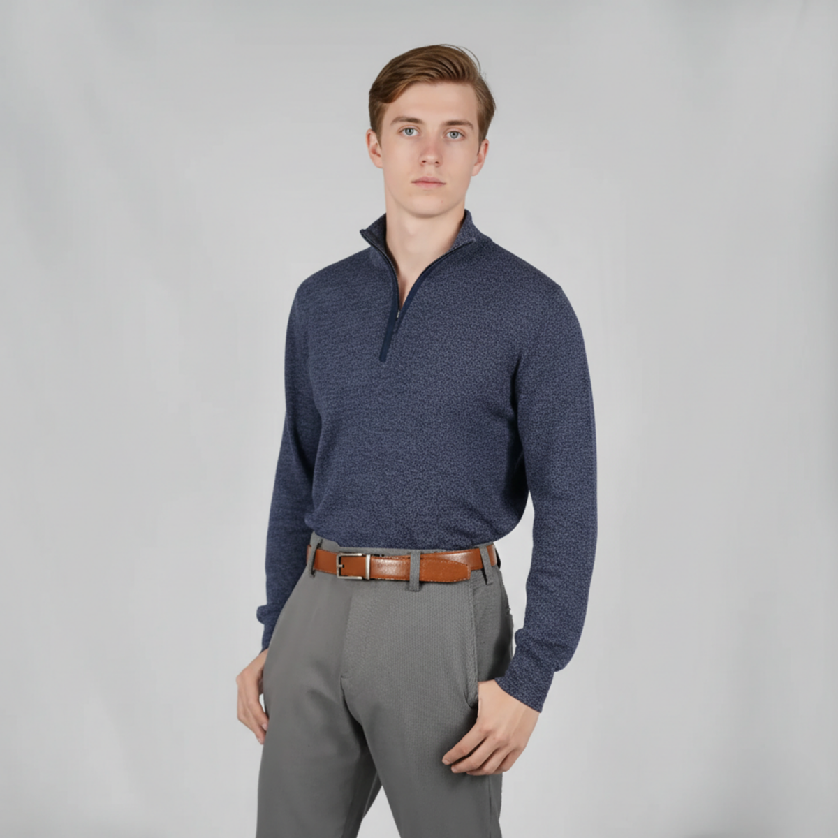 Panicale Men's Zip Mock Sweater - Blue (U370136LZ)