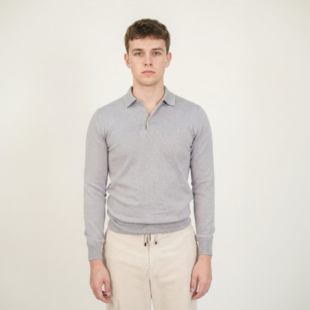 Panicale Men's Buttoned Polo - Limestone (U370403PB)